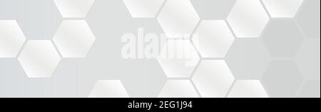 Hexagons on gray white background - illustration Stock Vector