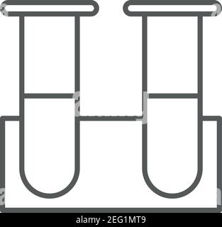 medical science chemistry test tube on rack vector illustration line icon white background Stock Vector