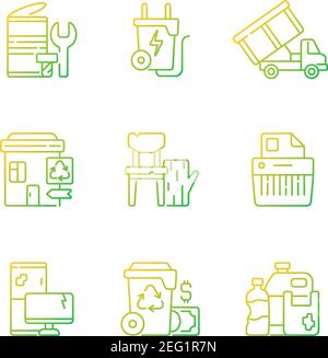 Garbage collection gradient linear vector icons set Stock Vector