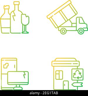 Garbage management gradient linear vector icons set Stock Vector