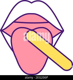 Throat examination RGB color icon Stock Vector