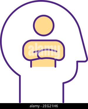 Self-sabotaging thoughts RGB color icon Stock Vector