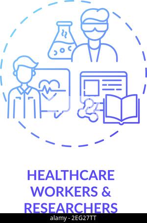 Healthcare workers and researchers concept icon Stock Vector