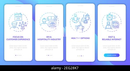 Business travel trends onboarding mobile app page screen with concepts Stock Vector