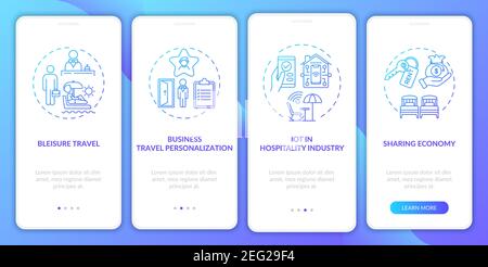 Business travel trends onboarding mobile app page screen with concepts Stock Vector