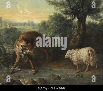 Oudry wolf & lamb. Stock Photo