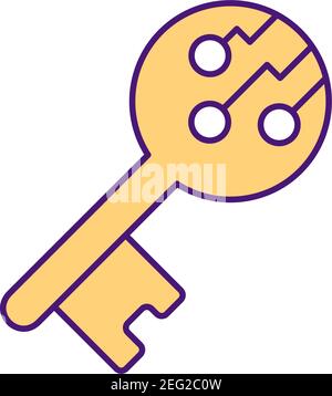 Digital signing key RGB color icon Stock Vector