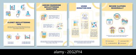 Closet decluttering tips brochure template Stock Vector