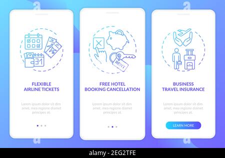 Covid related marketing tips onboarding mobile app page screen with concepts Stock Vector