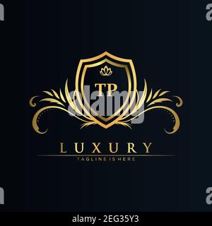 TP Letter Initial with Royal Template.elegant with crown logo vector, Creative Lettering Logo Vector Illustration art. Stock Vector