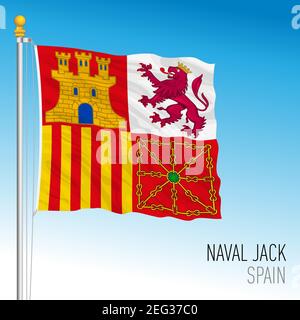 Spain, bowsprit flag of the Spanish navy, vector illustration Stock Vector
