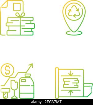 Trash removal gradient linear vector icons set Stock Vector