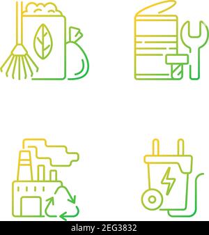 Environmental concern gradient linear vector icons set Stock Vector