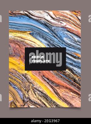 The background is liquid marble. Abstract colorful hand-painted design template. Vector illustration Stock Vector