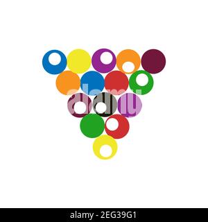 Billiard ball sport vector illustration pool game sphere icon. Round billiard ball isolated white snooker set gambling design. Circle equipment colorf Stock Vector