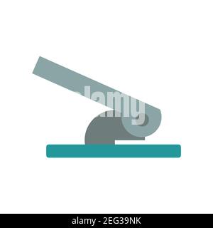 Hole puncher office accessory stationery paper tool. Vector business hole puncher equipment work paper icon isolated white. Stationery supply illustra Stock Vector