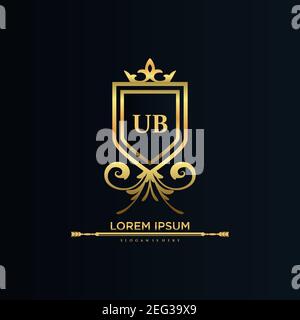 UB Letter Initial with Royal Template.elegant with crown logo vector, Creative Lettering Logo Vector Illustration art. Stock Vector