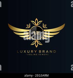 UE Letter Initial with Royal Template.elegant with crown logo vector, Creative Lettering Logo Vector Illustration art. Stock Vector