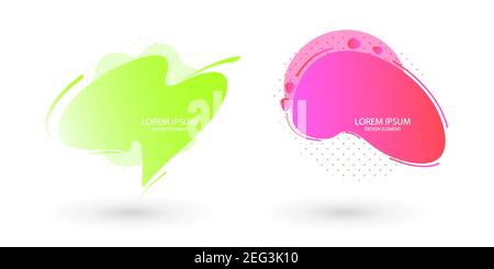 Fluid frame isolated. Set of abstract liquid shapes, colorful elements, gradient waves with geometric lines, dynamical forms. Vector flat design for Stock Vector