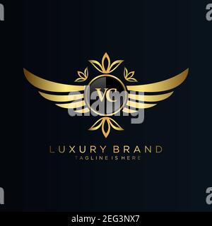 VC Letter Initial with Royal Template.elegant with crown logo vector, Creative Lettering Logo Vector Illustration Art. Stock Vector