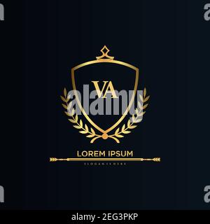 VA Letter Initial with Royal Template.elegant with crown logo vector, Creative Lettering Logo Vector Illustration Art. Stock Vector