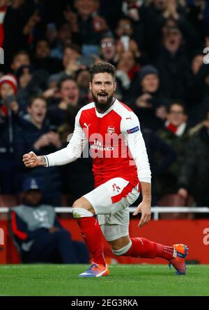 Britain Football Soccer - Arsenal v Paris Saint-Germain - UEFA Champions League Group Stage - Group A - Emirates Stadium, London, England - 23/11/16 Arsenal's Olivier Giroud celebrates scoring their first goal  Reuters / Eddie Keogh Livepic EDITORIAL USE ONLY.