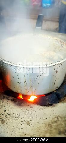 At tea shop in the vassal tea is boiling Stock Photo