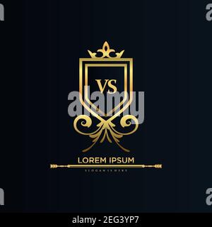 VS Letter Initial with Royal Template.elegant with crown logo vector, Creative Lettering Logo Vector Illustration Art. Stock Vector