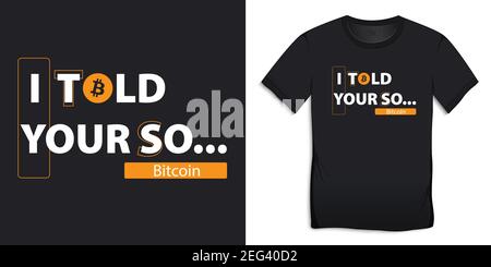 Bitcoin text, t-shirts graphic design vector Stock Vector
