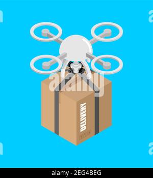 Quadcopter delivery. Drone and package. vector illustration Stock Vector