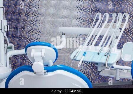 Stomatology. Dentistry. Medicine, medical equipment and stomatology concep. Dental clinic office with chair. Dental office. Stock Photo