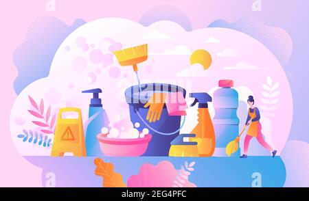 Cleaning hygiene service concept Stock Vector