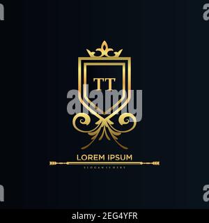 TT Letter Initial with Royal Template.elegant with crown logo vector, Creative Lettering Logo Vector Illustration art. Stock Vector