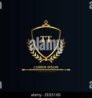 TT Letter Initial with Royal Template.elegant with crown logo vector, Creative Lettering Logo Vector Illustration art. Stock Vector