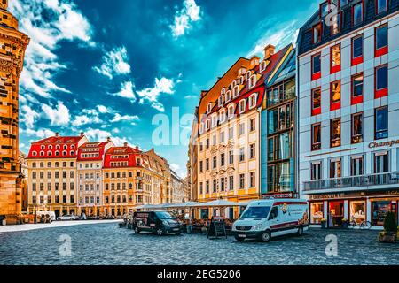 DRESDEN, GERMANY-SEPTEMBER 08, 2015 :Center of the Dresden Old Town. Dresden has a long history as the capital and royal residence for the Electors an Stock Photo