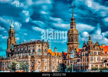 DRESDEN, GERMANY-SEPTEMBER 08, 2015 :Dresden Castle or Royal Palace (German: Dresdner Residenzschloss or Dresdner Schloss) is one of the oldest buildi Stock Photo