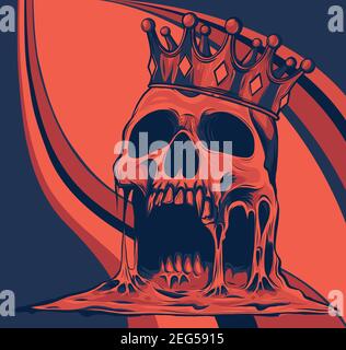 King skull. Head of skeleton in crown. Vector illustration Stock Vector ...