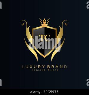 TC Letter Initial with Royal Template.elegant with crown logo vector, Creative Lettering Logo Vector Illustration art. Stock Vector