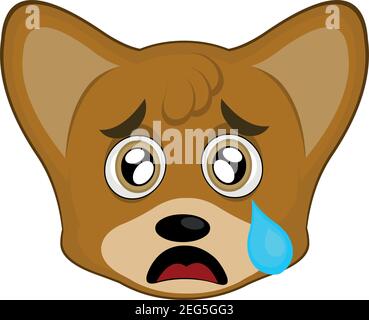 .Vector illustration of the face of a cartoon fox with a sad expression Stock Vector