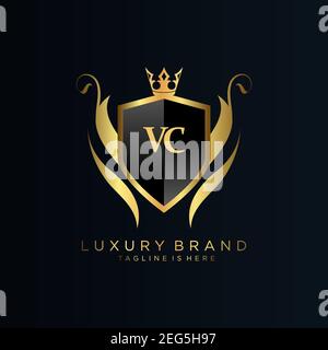 VC Letter Initial with Royal Template.elegant with crown logo vector, Creative Lettering Logo Vector Illustration Art. Stock Vector