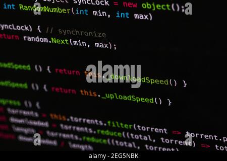 Developer screen with colored website programming code, web Stock Photo