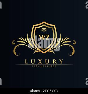WZ Letter Initial with Royal Template.elegant with crown logo vector, Creative Lettering Logo Vector Illustration Art. Stock Vector