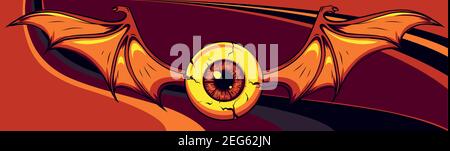 Vector illustration of Flying Eyeball design art Stock Vector
