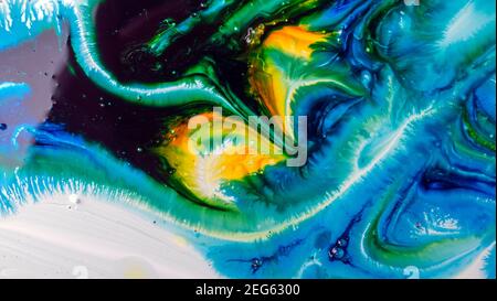 Ink, paint, abstract. Close-up picture. Colorful abstract painting background. High texture oil paint. High quality parts. Stock Photo