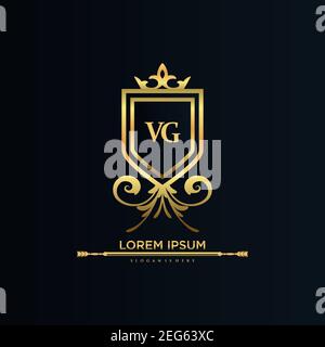 VG Letter Initial with Royal Template.elegant with crown logo vector, Creative Lettering Logo Vector Illustration Art. Stock Vector
