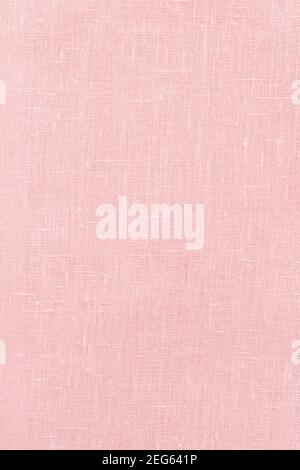 Pink linen pastel fabric, background or texture, closeup, top view, horizontal Stock Photo