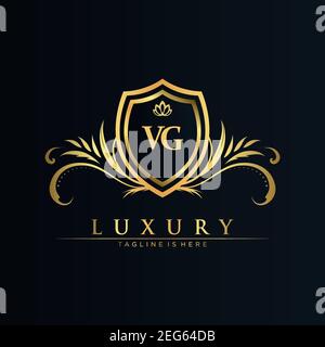 VG Letter Initial with Royal Template.elegant with crown logo vector, Creative Lettering Logo Vector Illustration Art. Stock Vector