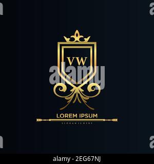 VW Letter Initial with Royal Template.elegant with crown logo vector, Creative Lettering Logo Vector Illustration Art. Stock Vector