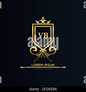 VB Letter Initial with Royal Template.elegant with crown logo vector, Creative Lettering Logo Vector Illustration Art. Stock Vector