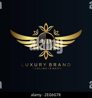 UD Letter Initial with Royal Template.elegant with crown logo vector, Creative Lettering Logo Vector Illustration art. Stock Vector
